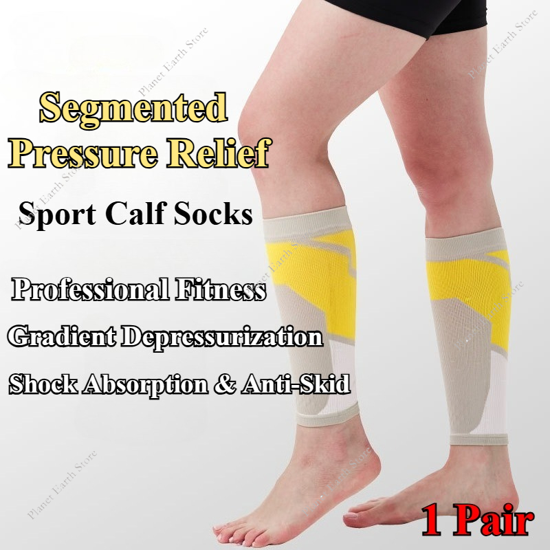 1 par de mangas de compresión de pantorrilla para hombres y mujeres, mangas de compresión para correr, atletismo, calcetines de compresión para piernas, soporte Unisex