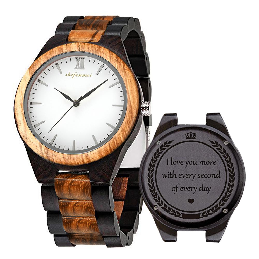 Shifenmei Holz Uhren Herren Gravur Männer Sport Uhren Quarz Armbanduhr Brauch Holz Uhr Relogio Masculino: zu Favorite Person2