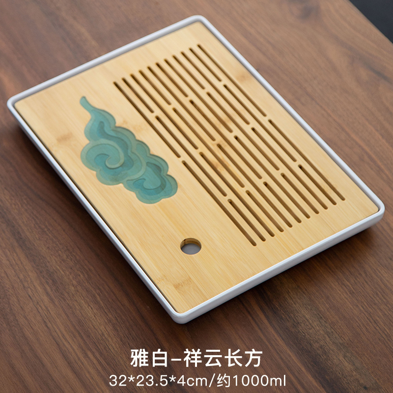 Tea Set Tray Set Japanese Dry Tea Tray Simple Home Office Bamboo Water Storage Melamine Tea Table Desktop Decoration: G
