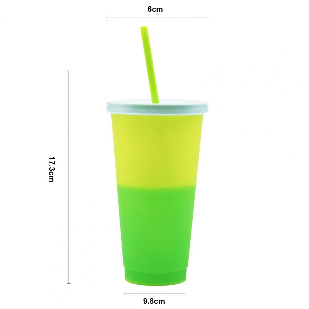 720Ml Verkleuring Cup Vaste Ring Warmte-isolatie Geen Geur Kleur Veranderende Koude Cup Met Deksel Stro Voor Thuis Drinken water Fles