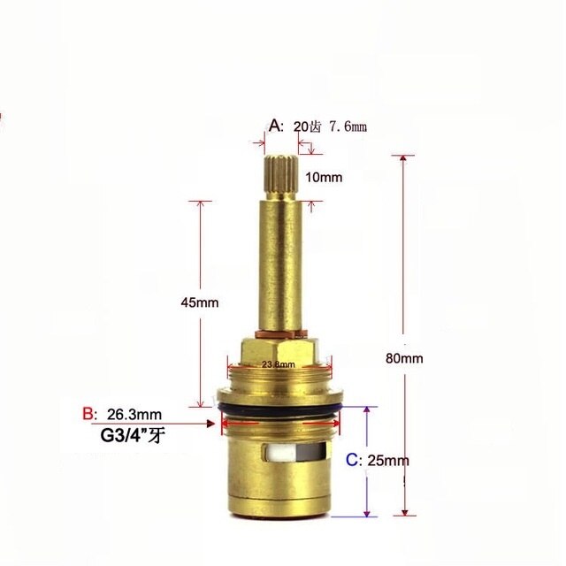MTTUZK Alle-kupfer G3/4 &quot;zahn PPR schnell-öffnung ventil Ader kupfer ventil Ader PPR wasser rohr armaturen G3/4 zoll verdeckte Spule: 80mm Höhe