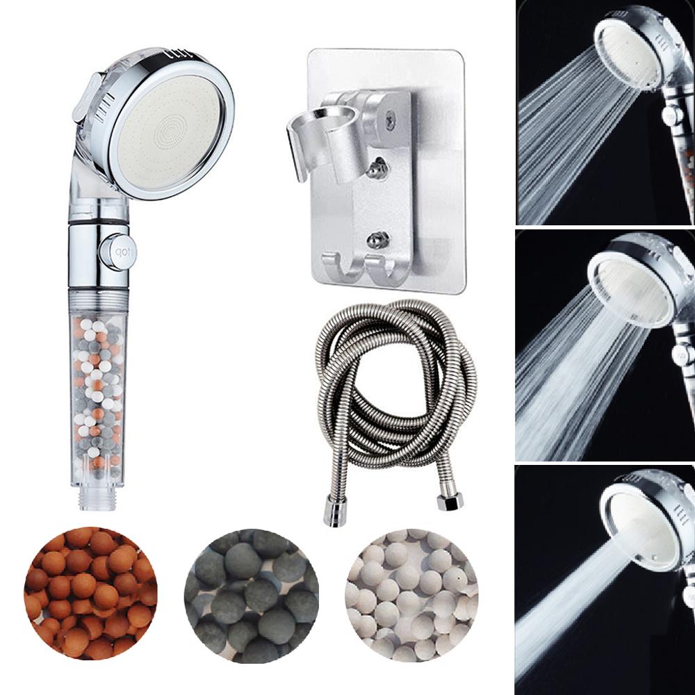 3 Modes High Pressure Handheld Shower Head with Negative Ion Filter