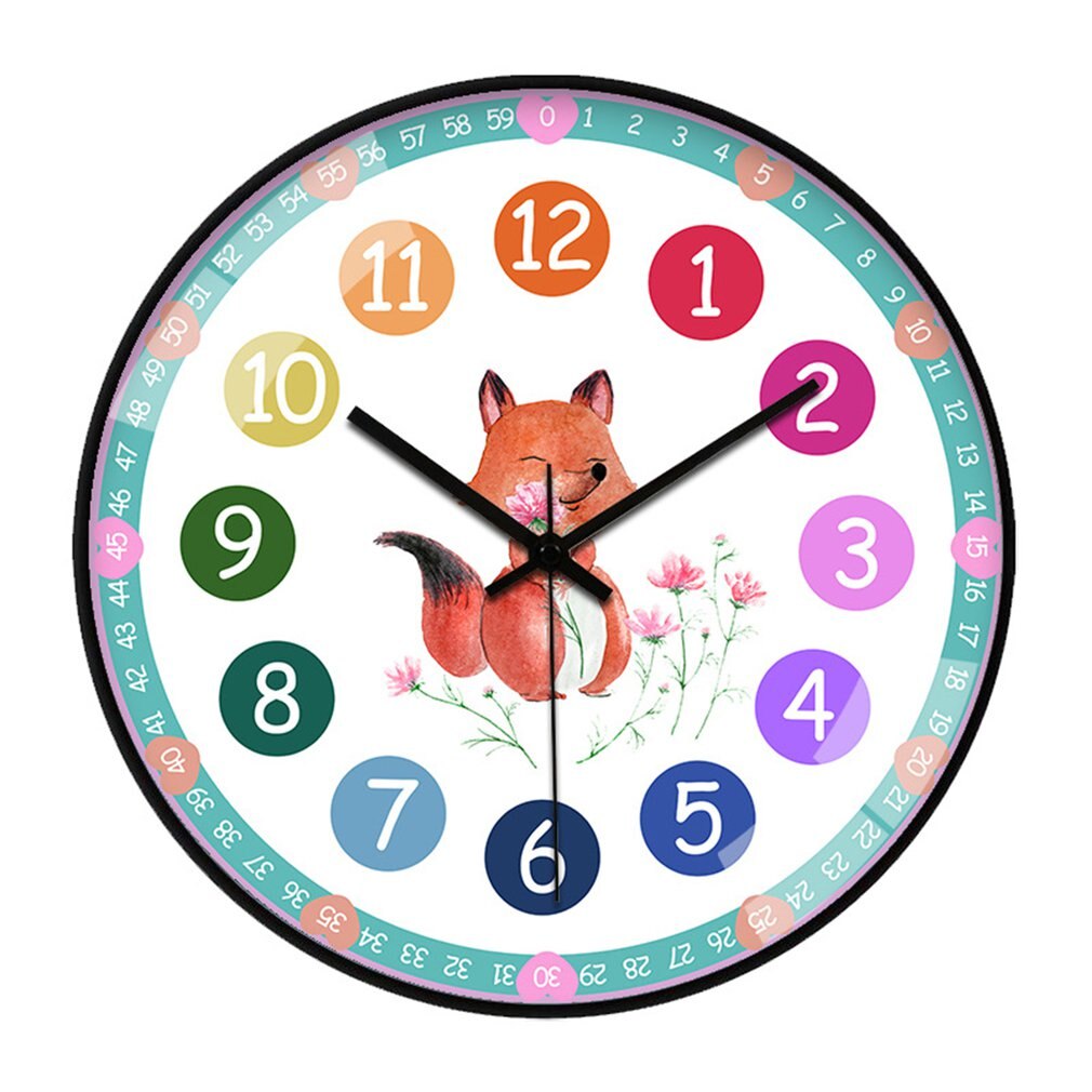 Early Childhood Learning Wall Clock Ultra-quiet Home Classroom Living Room School Recognition Table Wall Clock: Light Green