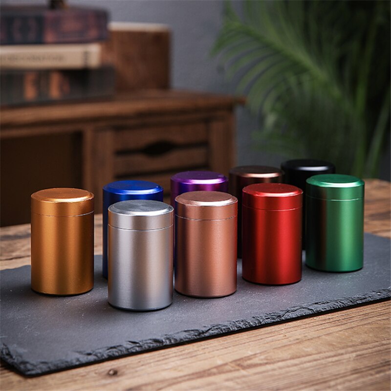 Boîtes de rangement en aluminium, couleur unie, hermétique, anti-odeur, boîte en métal scellée, pot de thé, café caddie organisateur