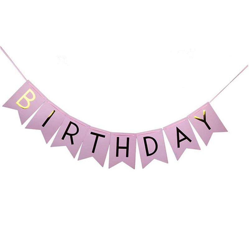 Cartel tipo guirnalda de feliz cumpleaños colgante dorados Pastel rosa dorado letras foto accesorios banderines guirnalda decoración boda herramienta