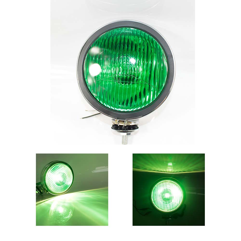 Luces de conducción antiniebla universales de 6 pulgadas, OLDTIMER de METAL cromado UNIVERSAL, lámpara de luz VINTAGE RETRO para coche, antiniebla halógena de 12V: Rojo