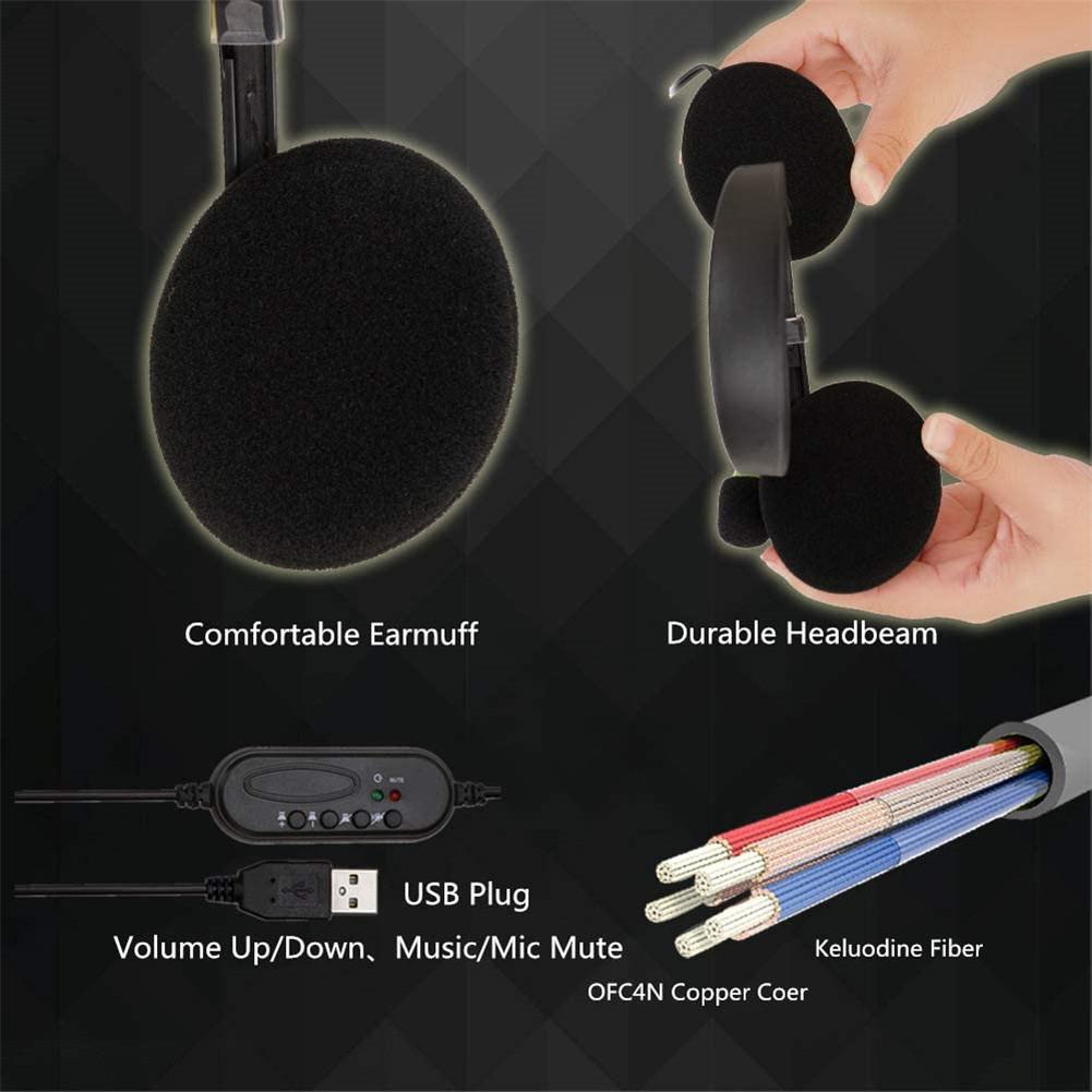 USB Kopfhörer Leichte Komfortable Headset Mit flexibel Mikrofon Universal- Genaue Geeignet Für Computer Laptops