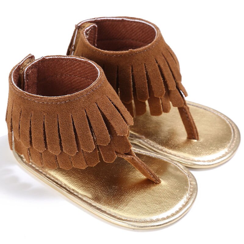 Peuter Baby Meisjes Sandalen Kid Kwastje Klompen Zomer Babyschoenen Meisje Zool Schoenen Schoenen Flip Flops: Bruin / 13