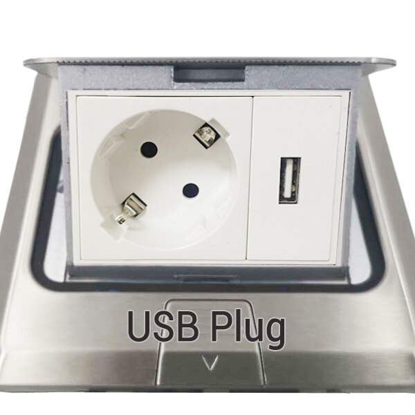Eu standard rustfrit stål panel pop up jord stikkontakt tysk stikkontakt blank board computer usb 2 pin funktionsnøgle udskiftet: Ss-usb-modul