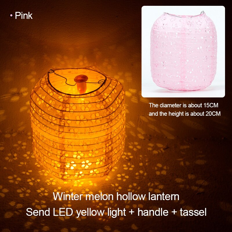 Chino hueco farol de papel decoración niños Diy de mediados de otoño linterna para eventos portátil brillante linterna vacaciones decoración lámpara: 08
