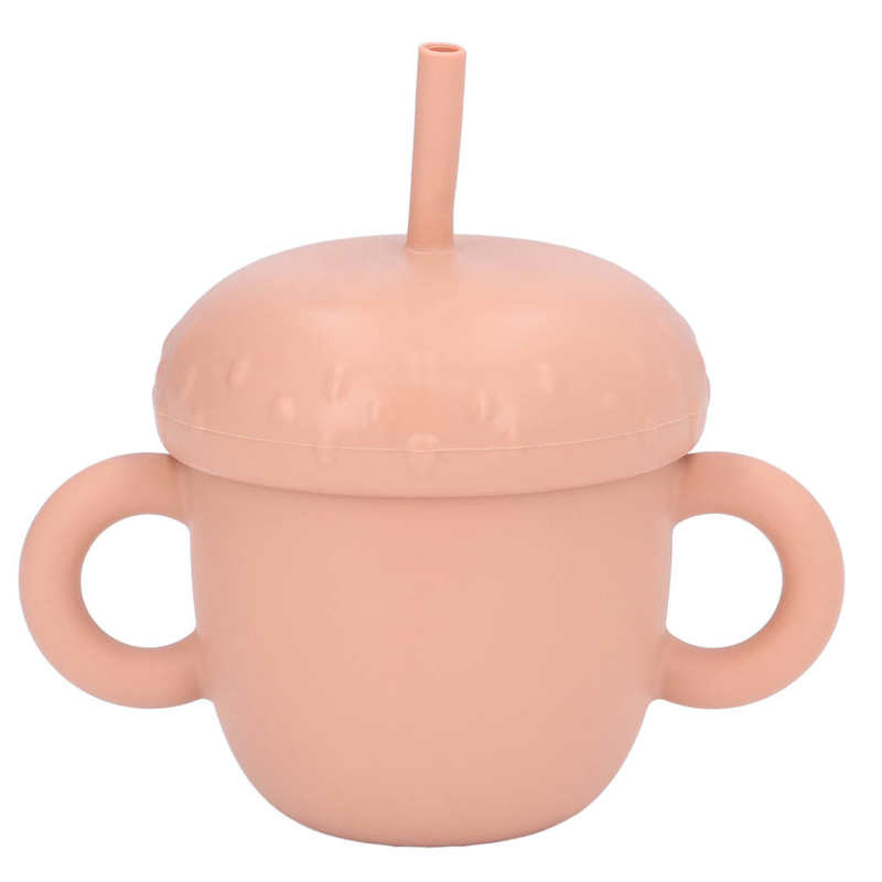 Silicone Training Cup Kids Learning Cup Spill Proof with Double Handles Lid for Drinking: Orange