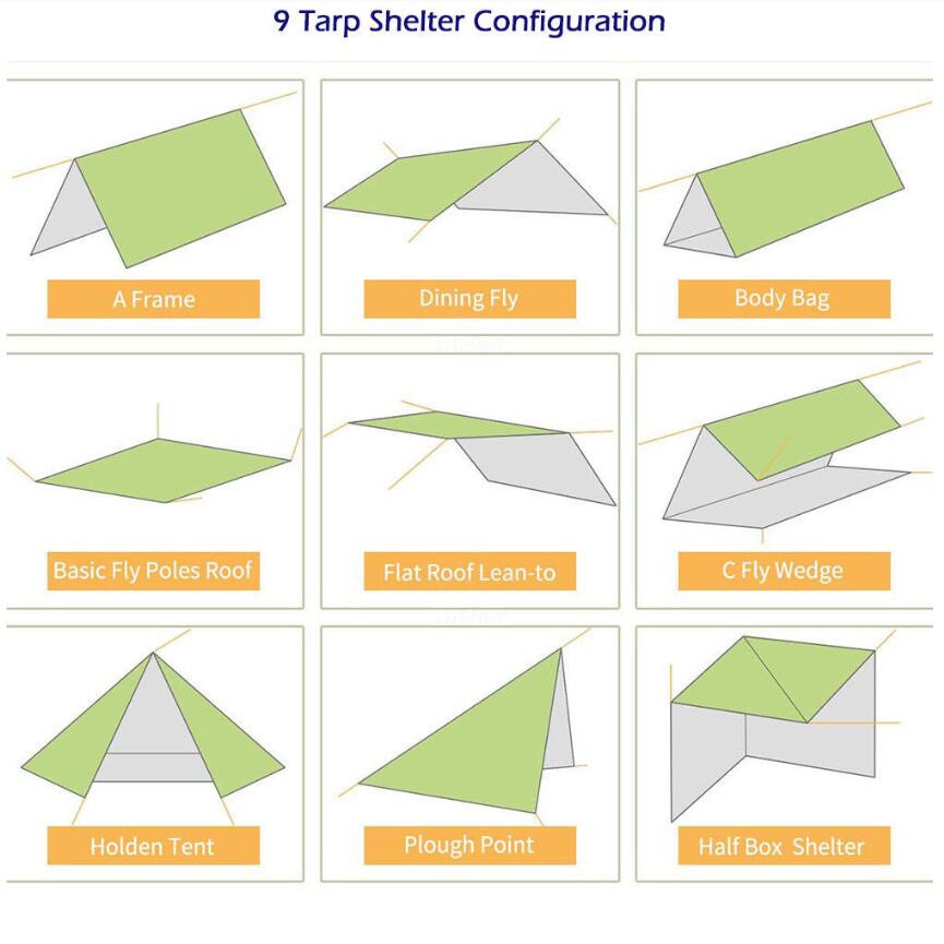 3mX3m Tent Tarp Awning Waterproof Sun Shade Rain Shelter Beach Tent Anti UV Camping Sunshade Canopy Hiking Fishing Picnic Pad