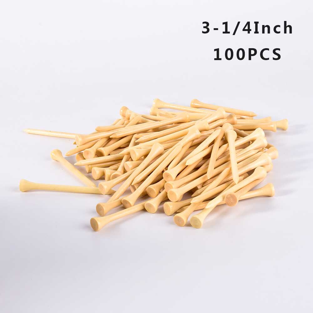 100Pcs Hard Wood Golf Tees for Golf Swing Practice Accessories Unbreakable Wooden Tee Golf Ball Training 42 54 70 83 mm White: 83 mm 100Pcs Natural