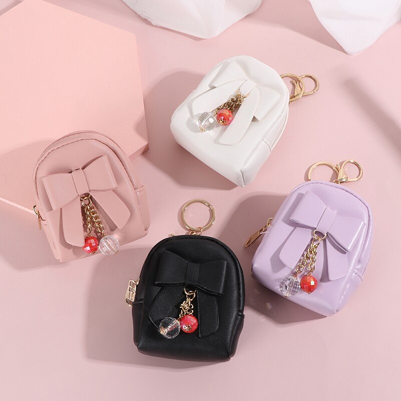 1Pc Mini Portemonnee Sleutelhanger Portemonnee Credit Card Houder Zipper Coin Change Purse Portemonnee Met Key Ring card Case Sleutel Portemonnee