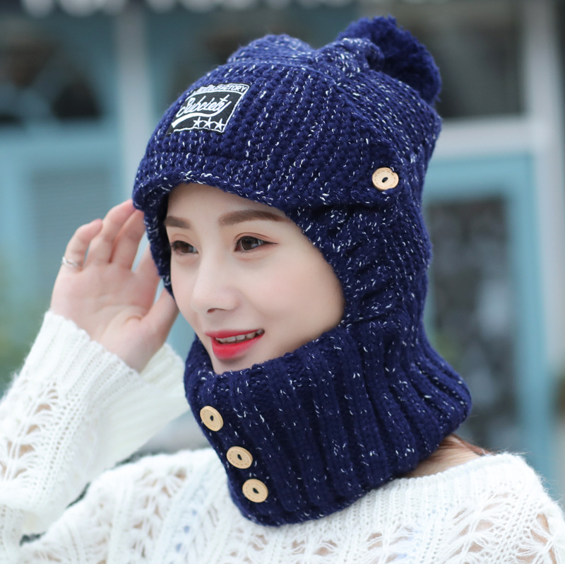 Winter Gebreide Mutsen Hoeden Vrouwen Dikke Warme Beanie Skullies Muts Vrouwelijke Bivakmuts Muts Muts Outdoor Manie Sets: Black