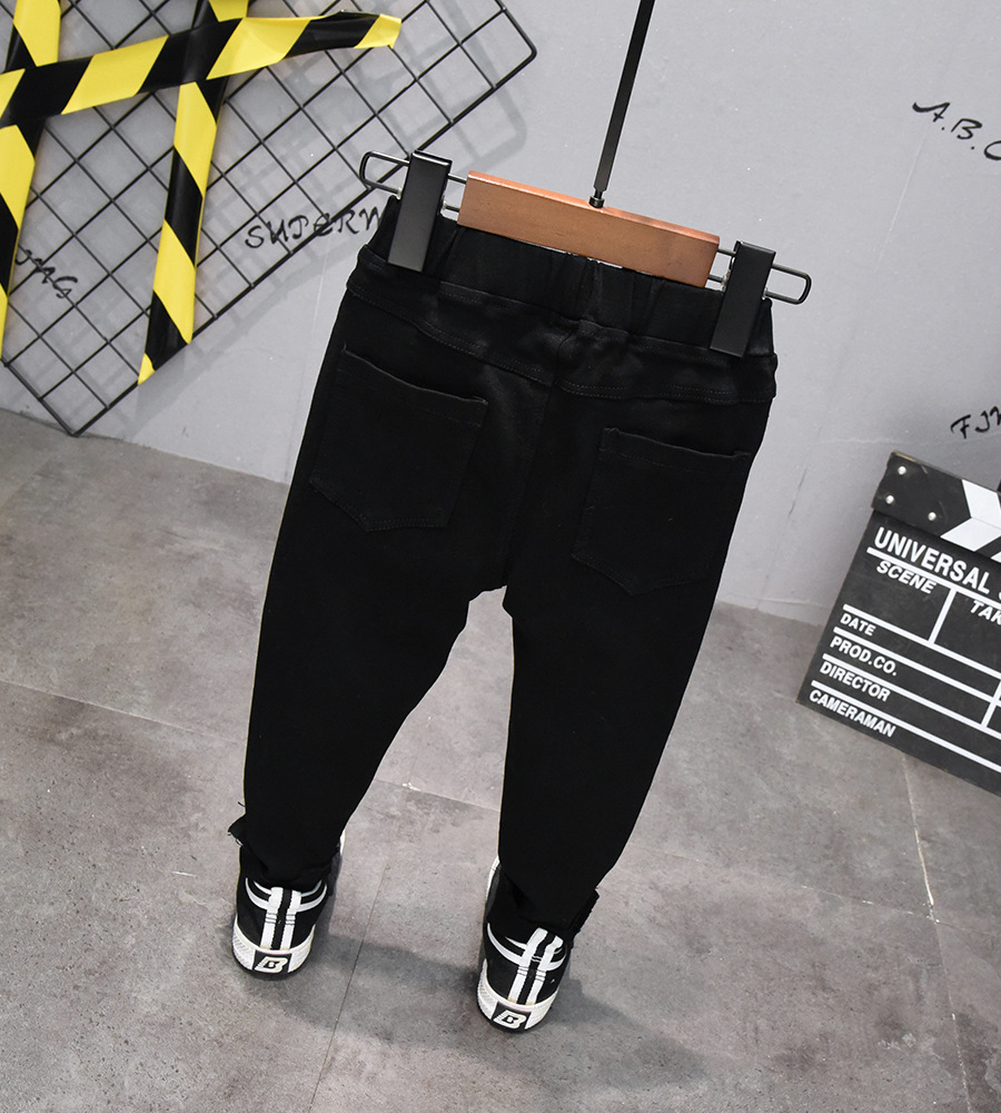 Niños vaqueros negros otoño nuevos pantalones de mezclilla para niños pantalones vaqueros informales de vaquero para niños pantalones de Jean