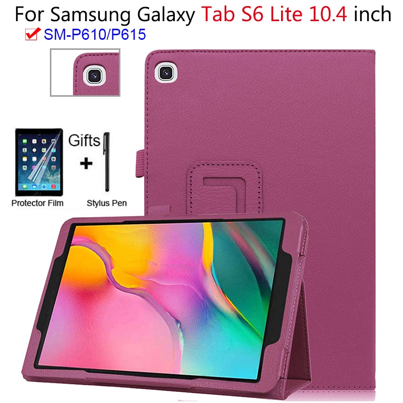 Til samsung galaxy tab  s6 lite 10.4 p610 sm-p610 p615 etui cover tablet shell beskyttende etui+ pen+film