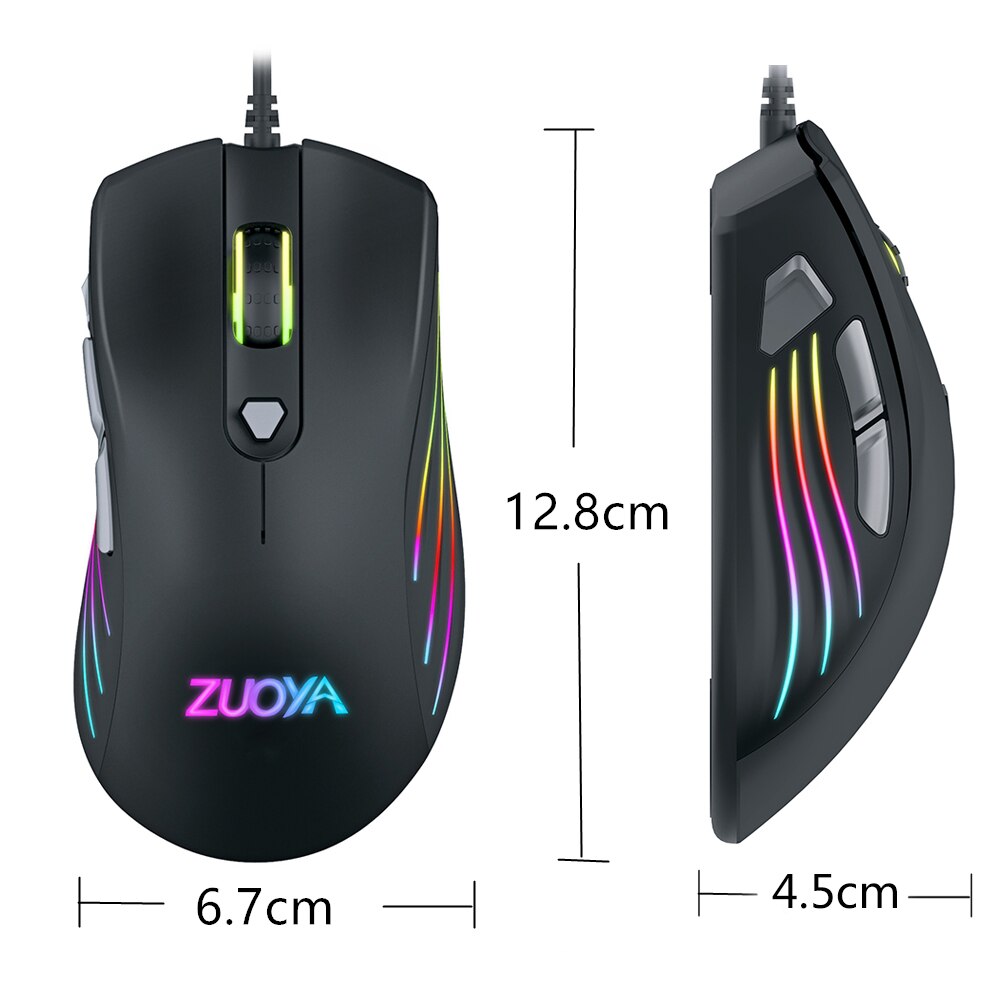 ZUOYA RGB Gaming Mouse 7200DPI 7 Programmable Buttons RGB Backlight Optics Wired Mice with Fire Key For FPS Gamer
