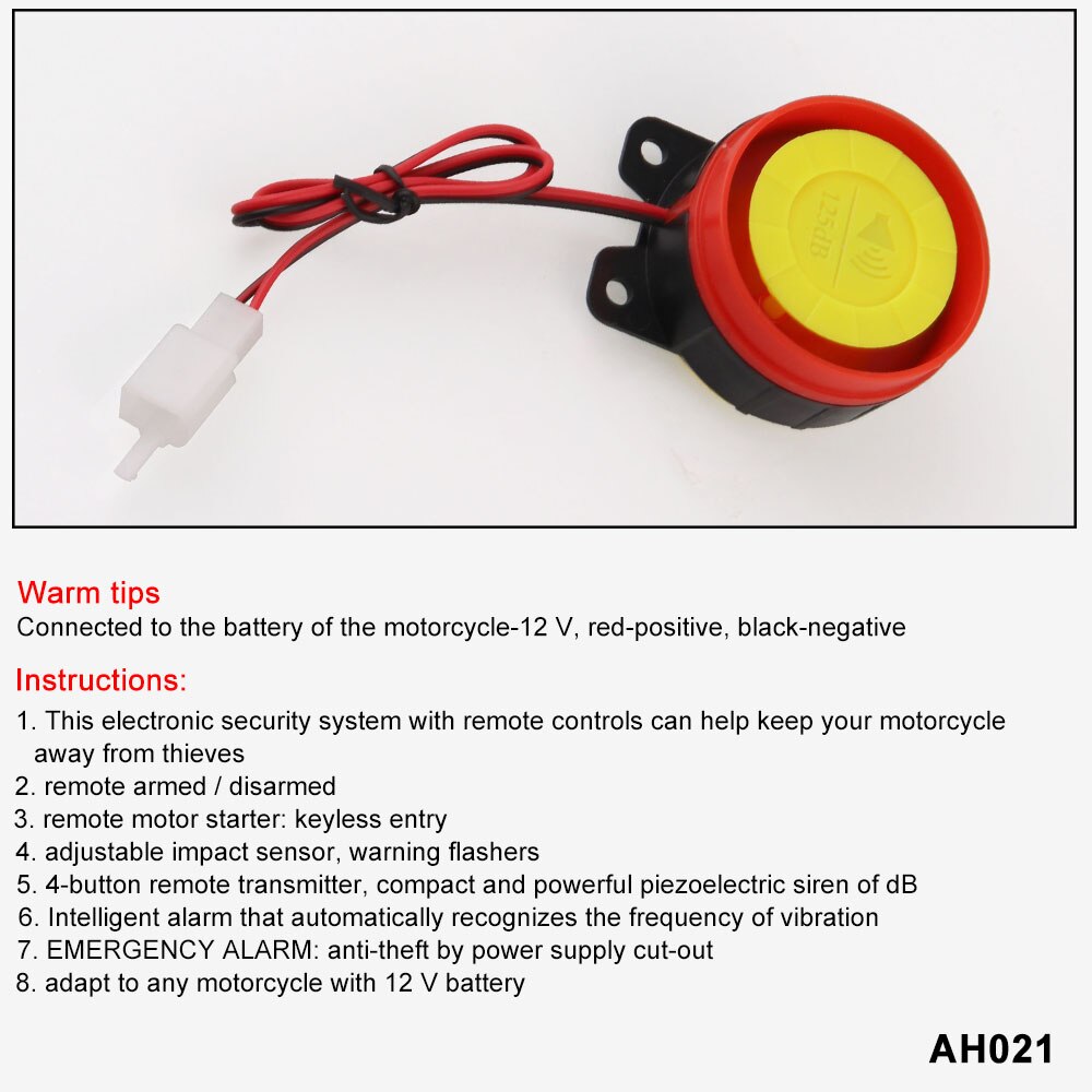 Sistema de alarma Universal para motocicleta, alarma de seguridad antirrobo para Moto, Control remoto, arranque del motor y altavoz para Moto