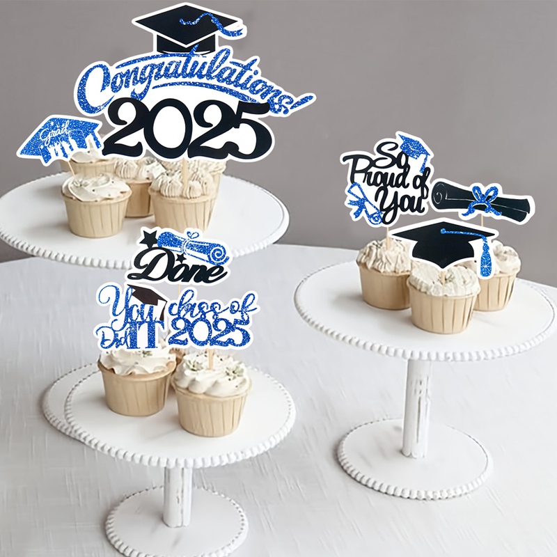 Gorra de soltero, adornos de papel para tarta de graduación, clase de felicitación de 2025, decoración de tarta de cumpleaños para graduación, recuerdo de varios estilos