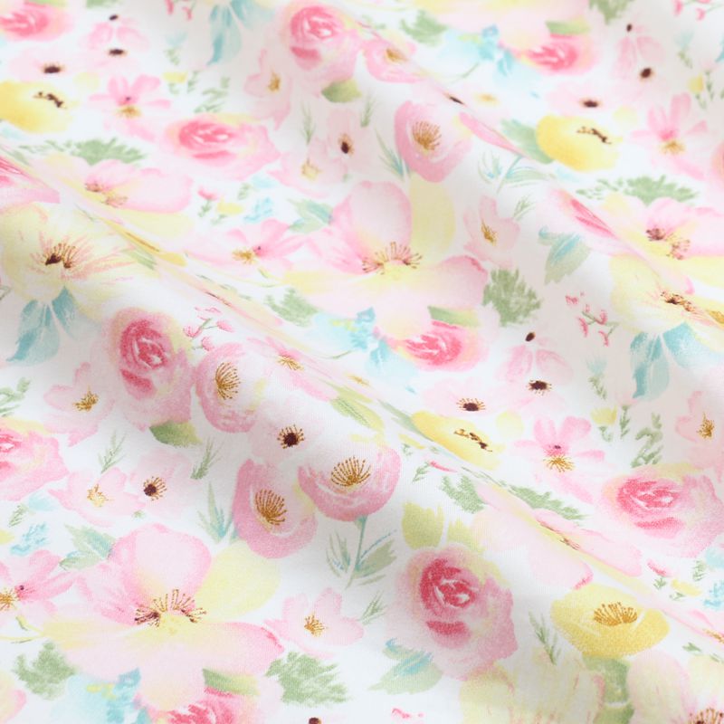 Tela de algodón estampada con flores frescas para bebés de 160cm * 50cm, ropa de cama de costura, ropa de cama, vestido de retazos de tela