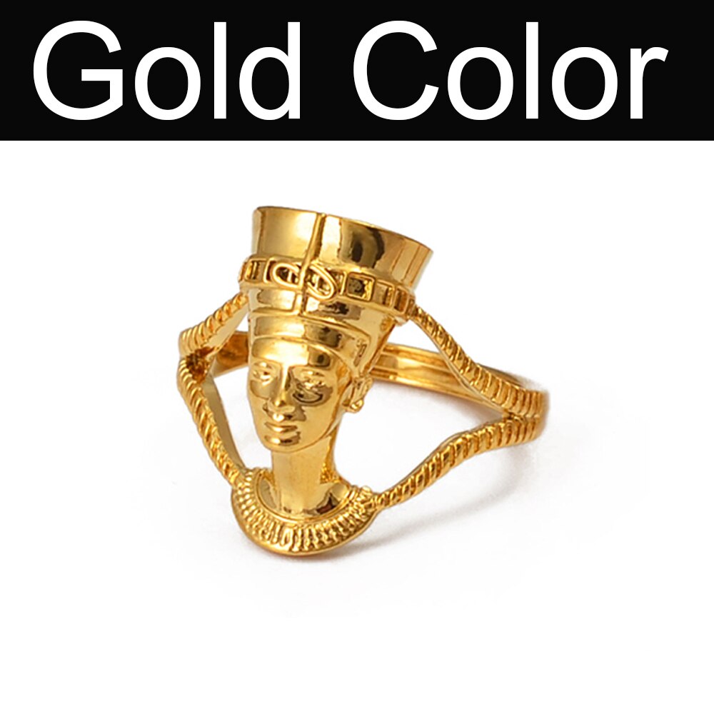 Anniyo regina egizia nefertilizzanti anello per le donne ragazze africano anello di barretta gioielli colore oro partito tutto'ingrosso regalo nazionale #235906: color oro