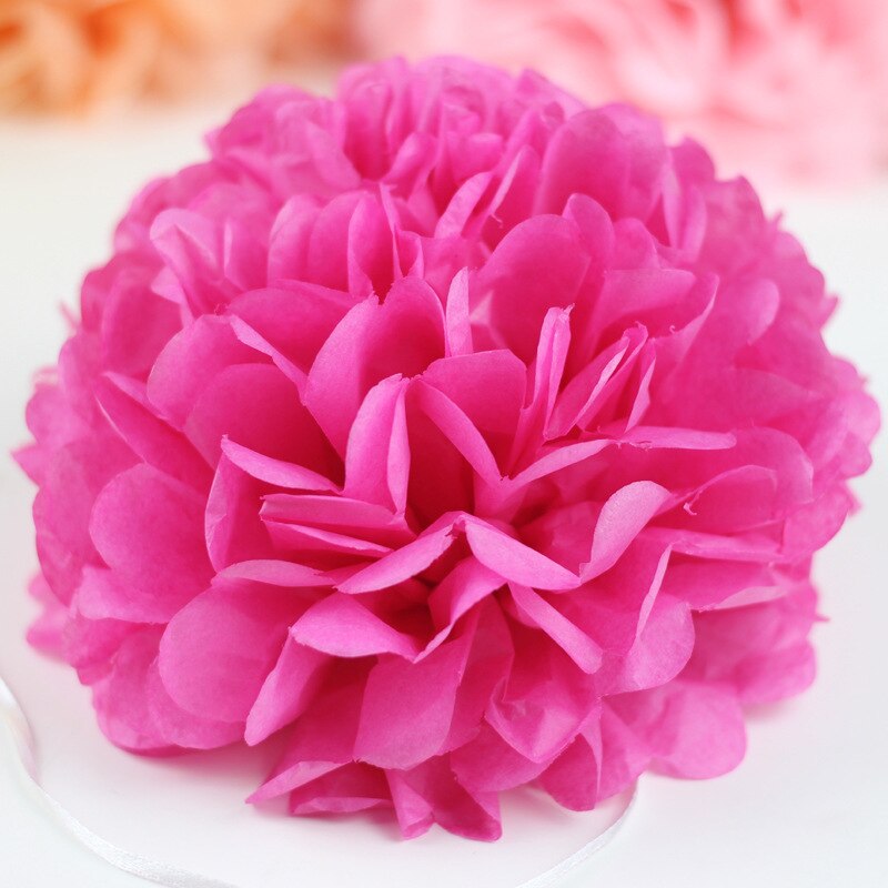 15cm farverige pompon silkepapir pom blomsterkugler til bryllup boligdekoration fødselsdagsfest indretning diy håndværk papir blomst: D