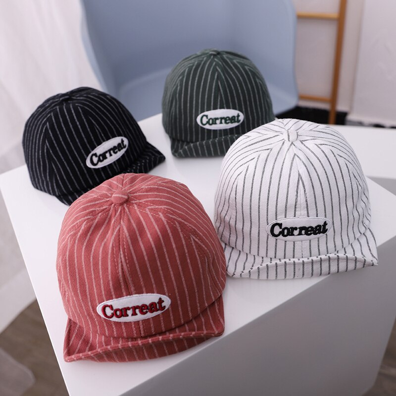 Embroidered Letters Baby Baseball Cap Striped Spring Summer Baby Girl Boy Sun Hat Outdoor Kids Children Visor Hat