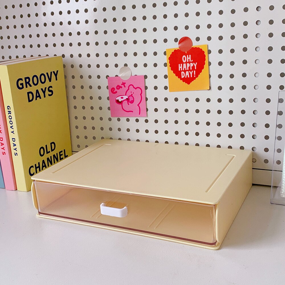 Desktop Acrylic Storage Box Drawer Organizer Large Capacity Sundries Storage Desktop Jewelry Nail Polish Makeup Drawer Container: Yellow 1 grid