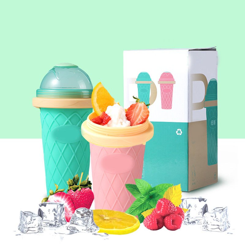 de doble capa de helado de fabricación DIY hecho en casa de refrigeración rápida de helado taza de batido D6