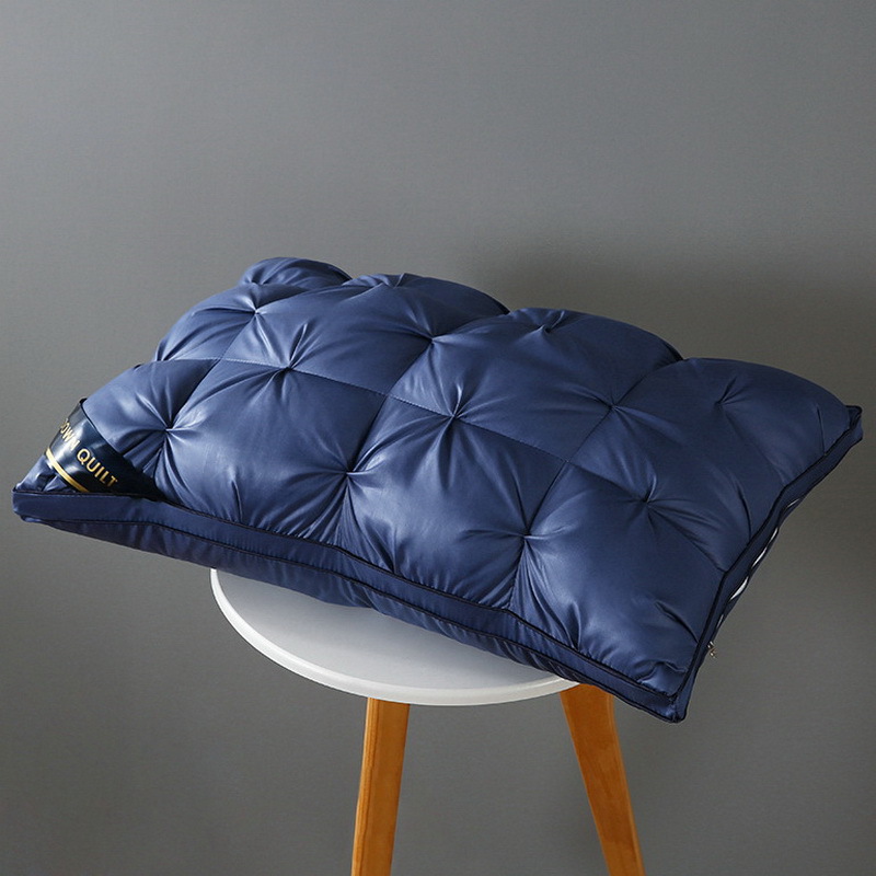 Oreillers de literie 3D Standard, oreiller de luxe 100% en plumes d'oie grises et blanches, pour la maison, l'hôtel, pour adultes: blue 1pcs / 48x74cm Middle 1000g