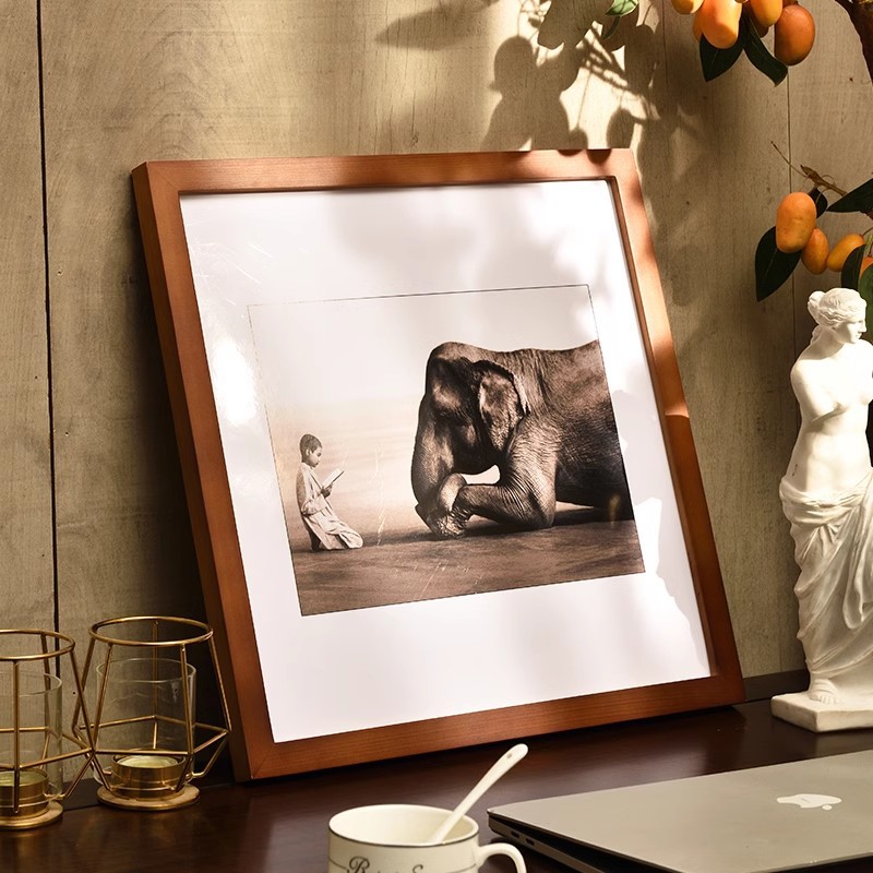 Kwadratowa rama na zdjęcia z litego drewna, ramka na zdjęcia robić montażu na ścianie, 33 38 30 35 40 45 50, 60-calowy prosty stół ekspozycyjny: 6 cal / Burgundowy