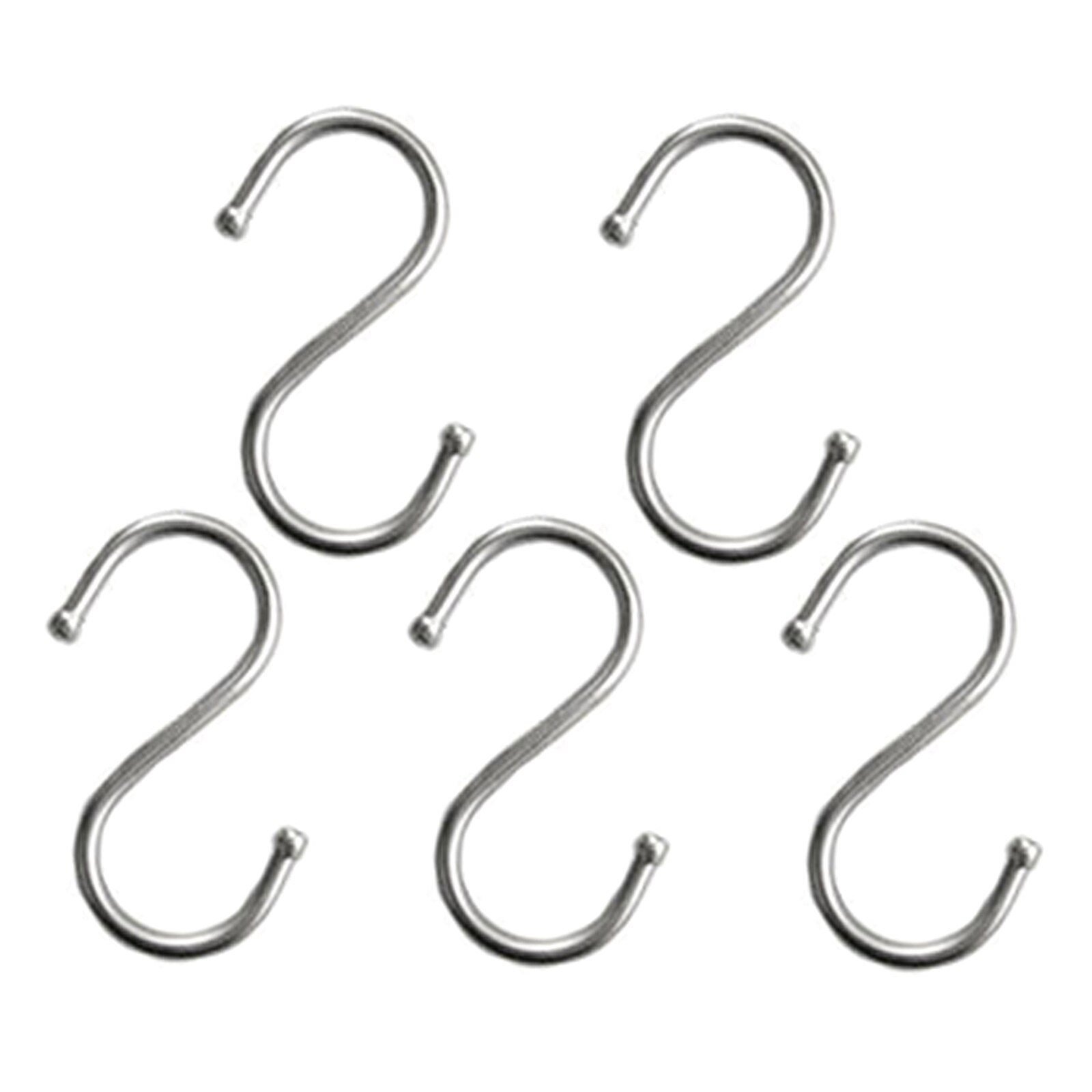 5pcs tainless Steel S Hooks, Drill-free Kithcen Rod Pan Pot Hanging Hook, Clothes Hanger Hook for Jeans Pants Scarfs Bags