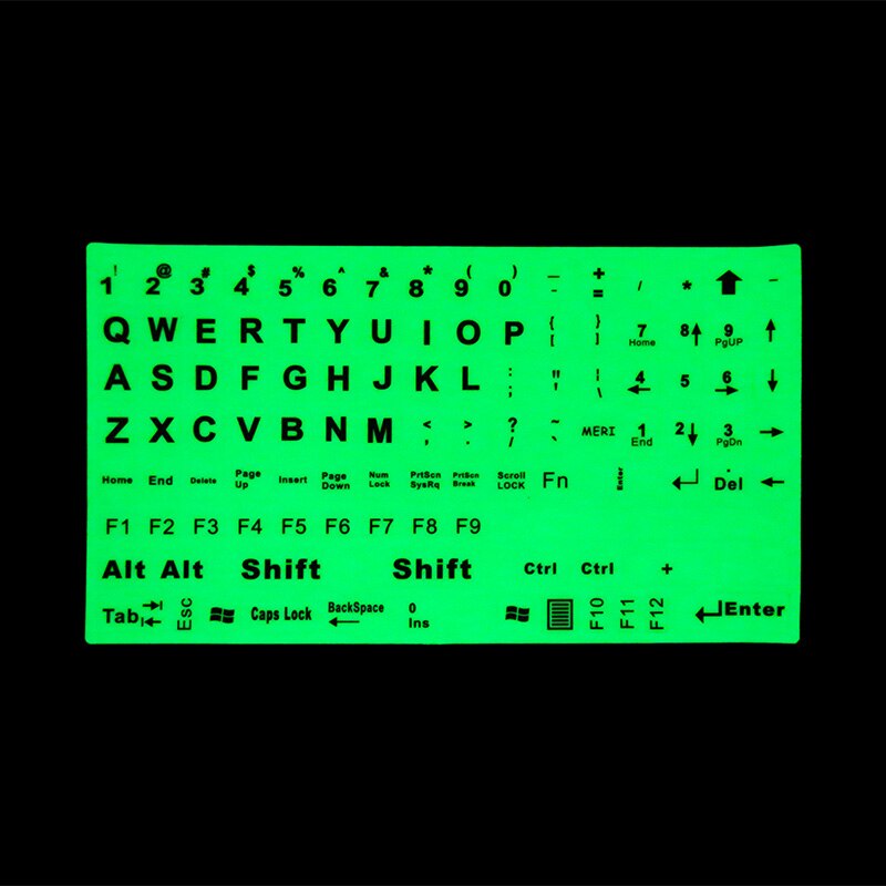 SR Luminous 4 Fonts English 107 68 47 Keys Keyboard Cover Sticker Skins Film Glow in Dark Capital Letters Laptop Accessories: 107 Key Bold Font