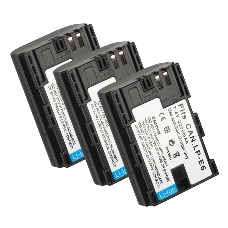 LP-E6 LP E6 cargador de batería para Canon EOS 5DS 5D 6D 7D 60D 60Da 70D Mark II Mark III 80D XC10 DSLR LPE6 2200mAh baterías: YELLOW