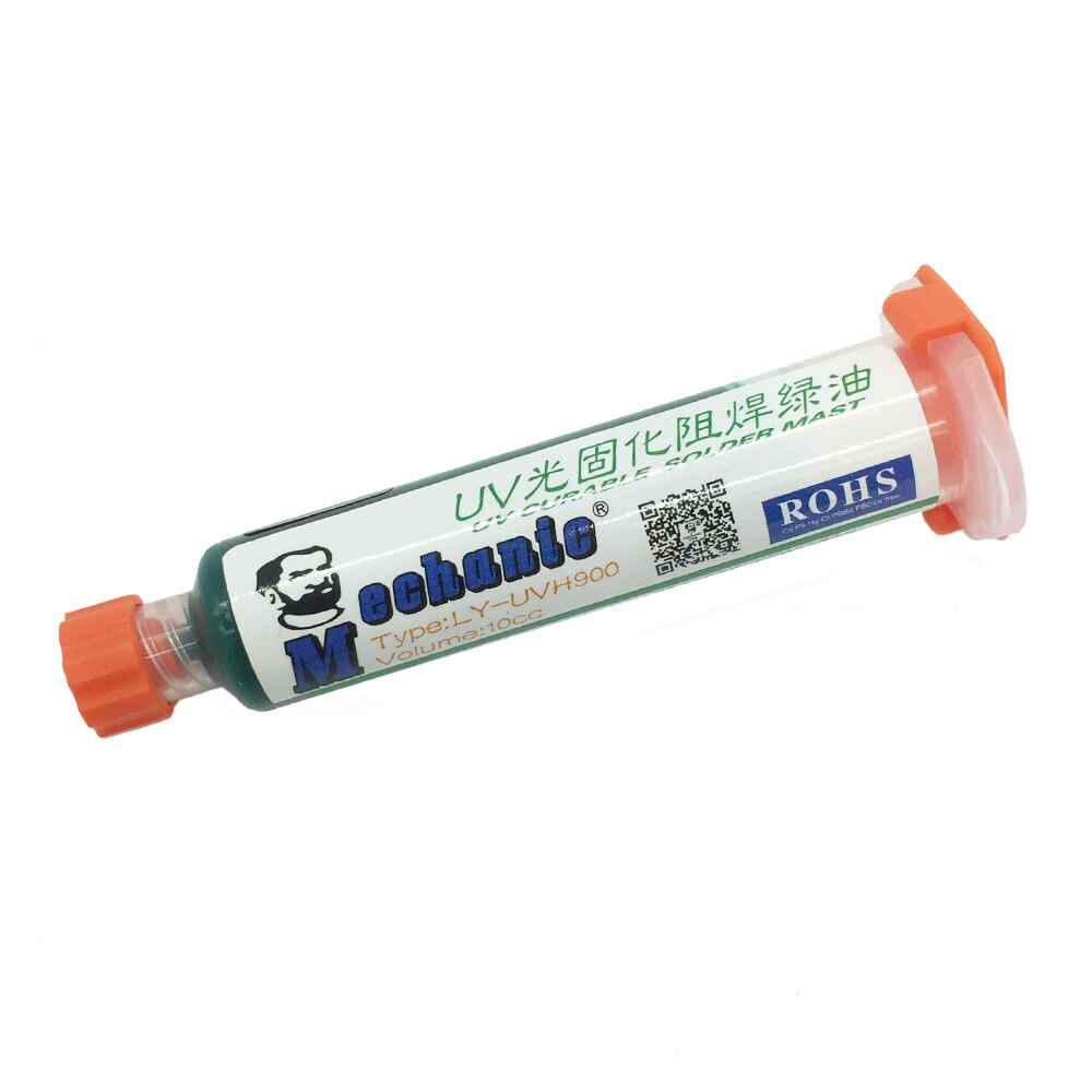 2pcMECHANIC 10ML GREEN UV SOLDER MASK PCB BGA PAINT PREVENT CORROSIVE ARCING Soldering Welding Fluxes Oil+ 12led UV curing light