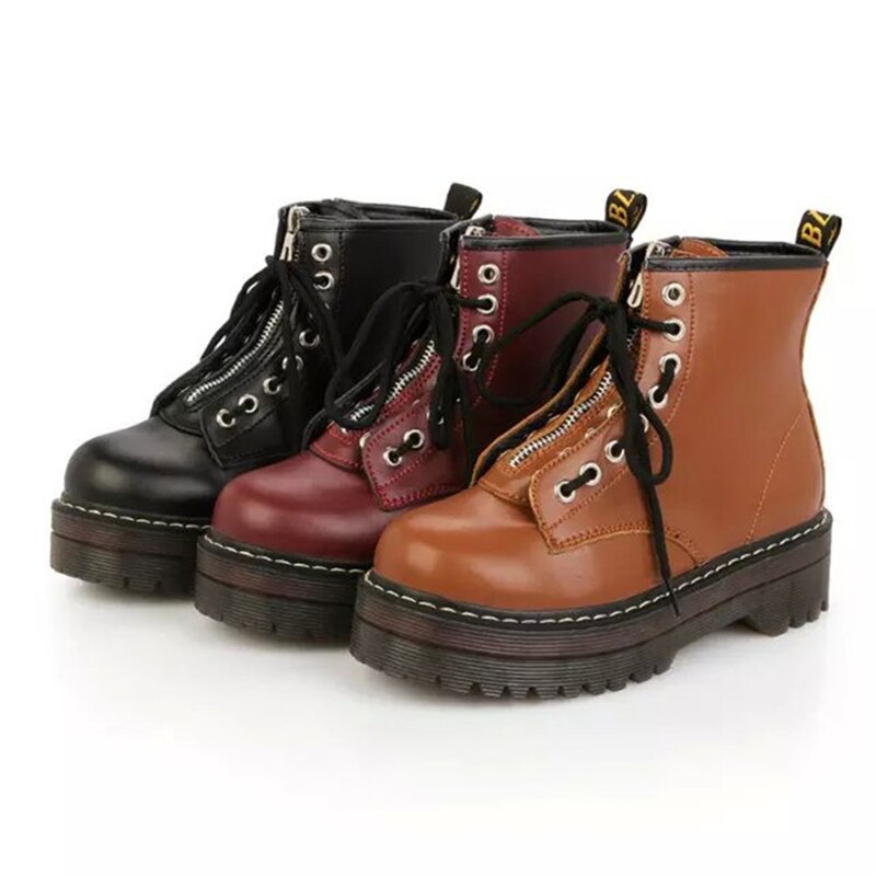 Moto bottes étudiant fille chaussures en cuir PU coeur boucle moine sangles mi talons chaussures fermeture éclair bottes d'équitation