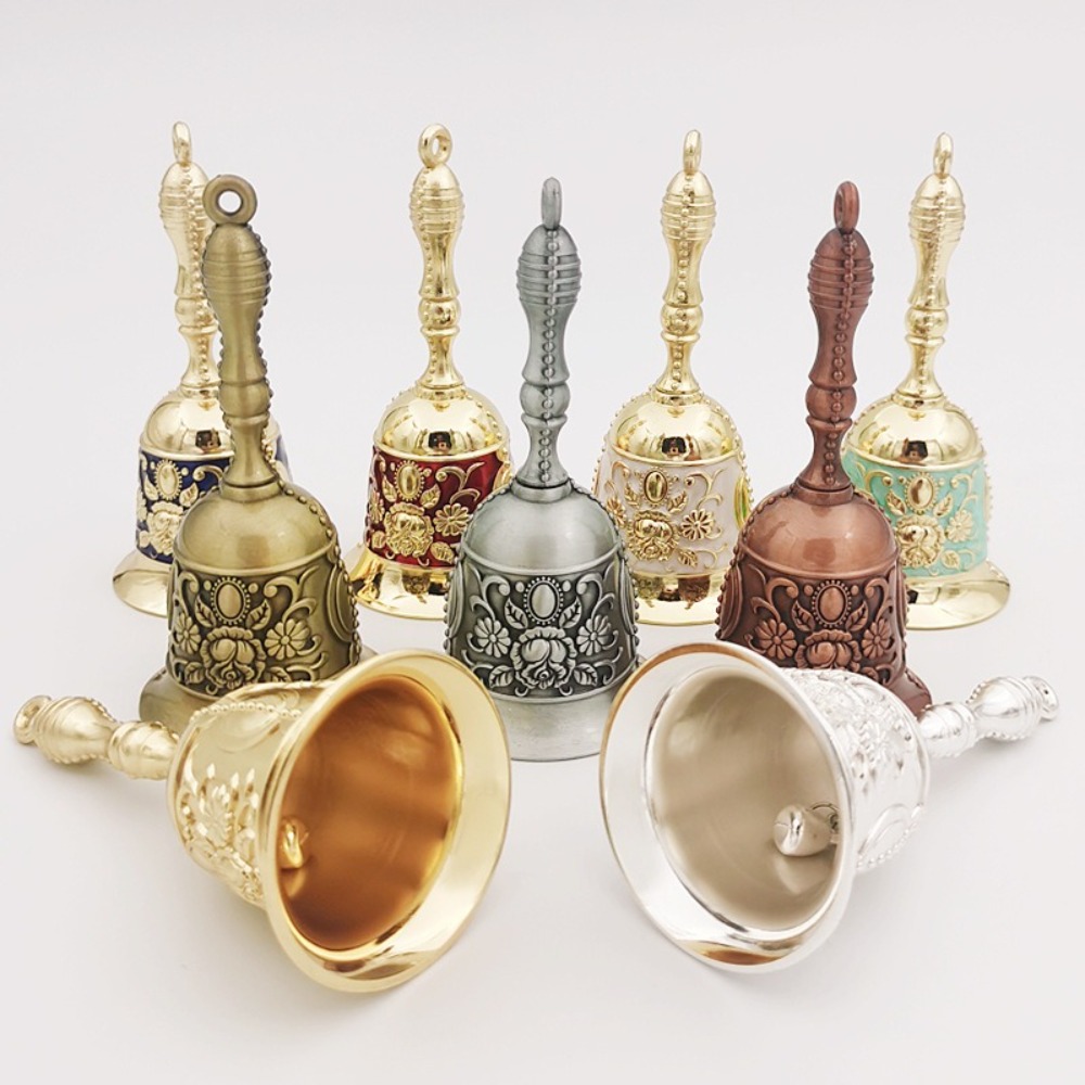 Moderne klar lyd håndklokke bronze metal retro rose kirkeklokke gylden middagsklokke til restaurant bar jingle kirke skole