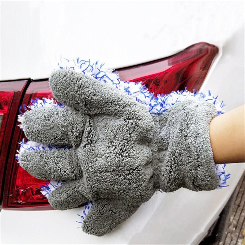 1 Pcs Coral Fleece Car Washing Gloves Multi-Used Soft Automobiles Cleaning Gloves Auto Detailing Cleaning Tools Supplies