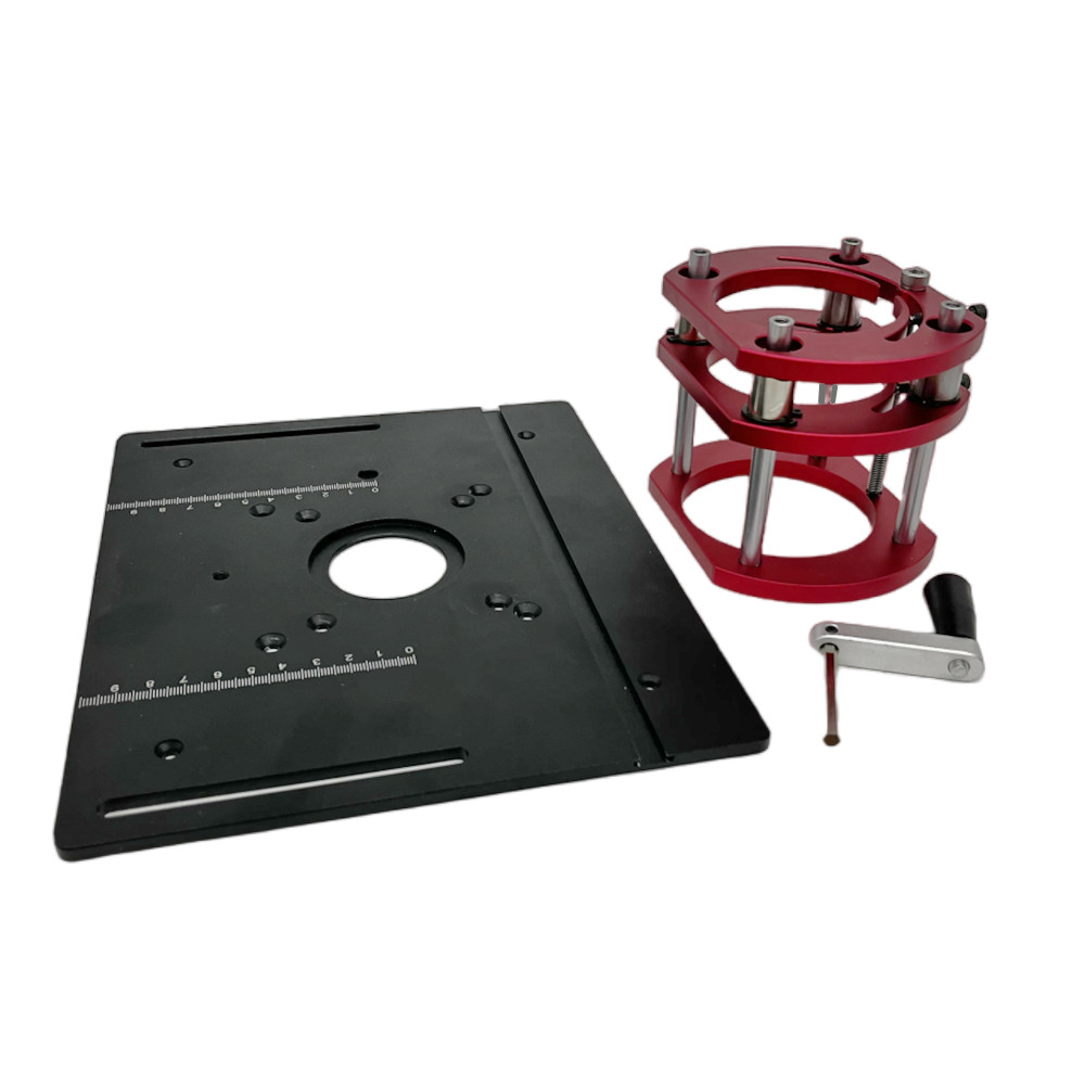 Aluminum Router Table Insert Plate Router Lift Kit for 65mm Diameter Motors Woodworking Workbench Trimmer Engraving Machine Tool: Silver