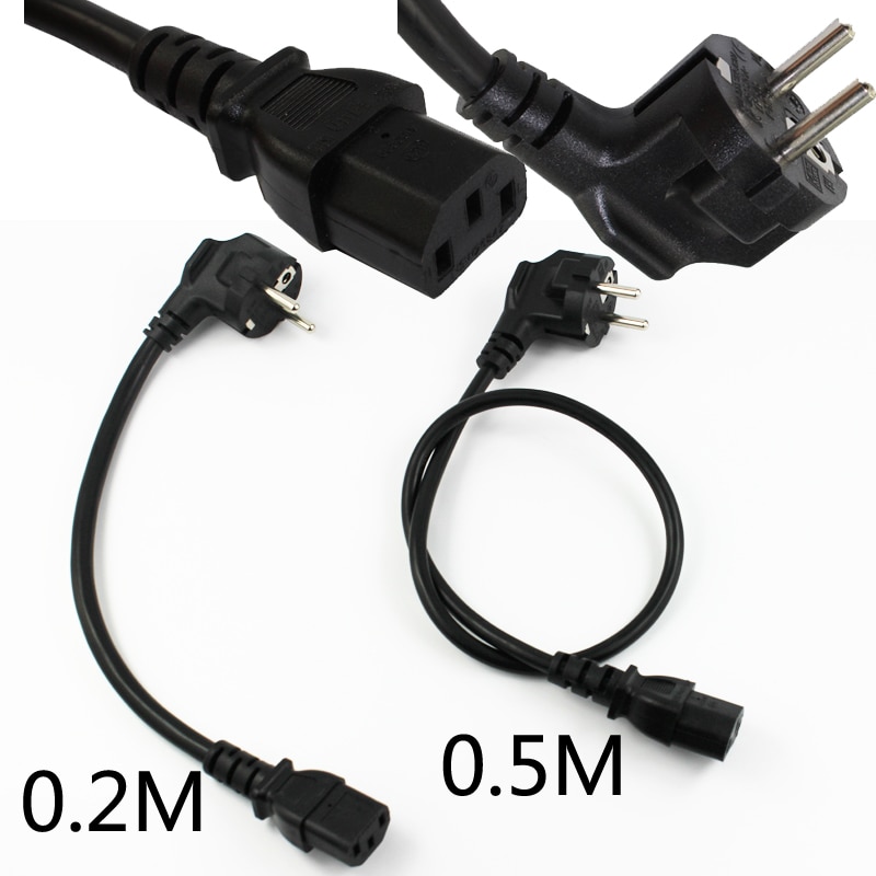 Europe EU plug Flat Nema 5-15P to IEC C13 Power Cord 0.2M 0.5M IEC C13 EU power mains cable AC EU Plug to IEC Kettle C13