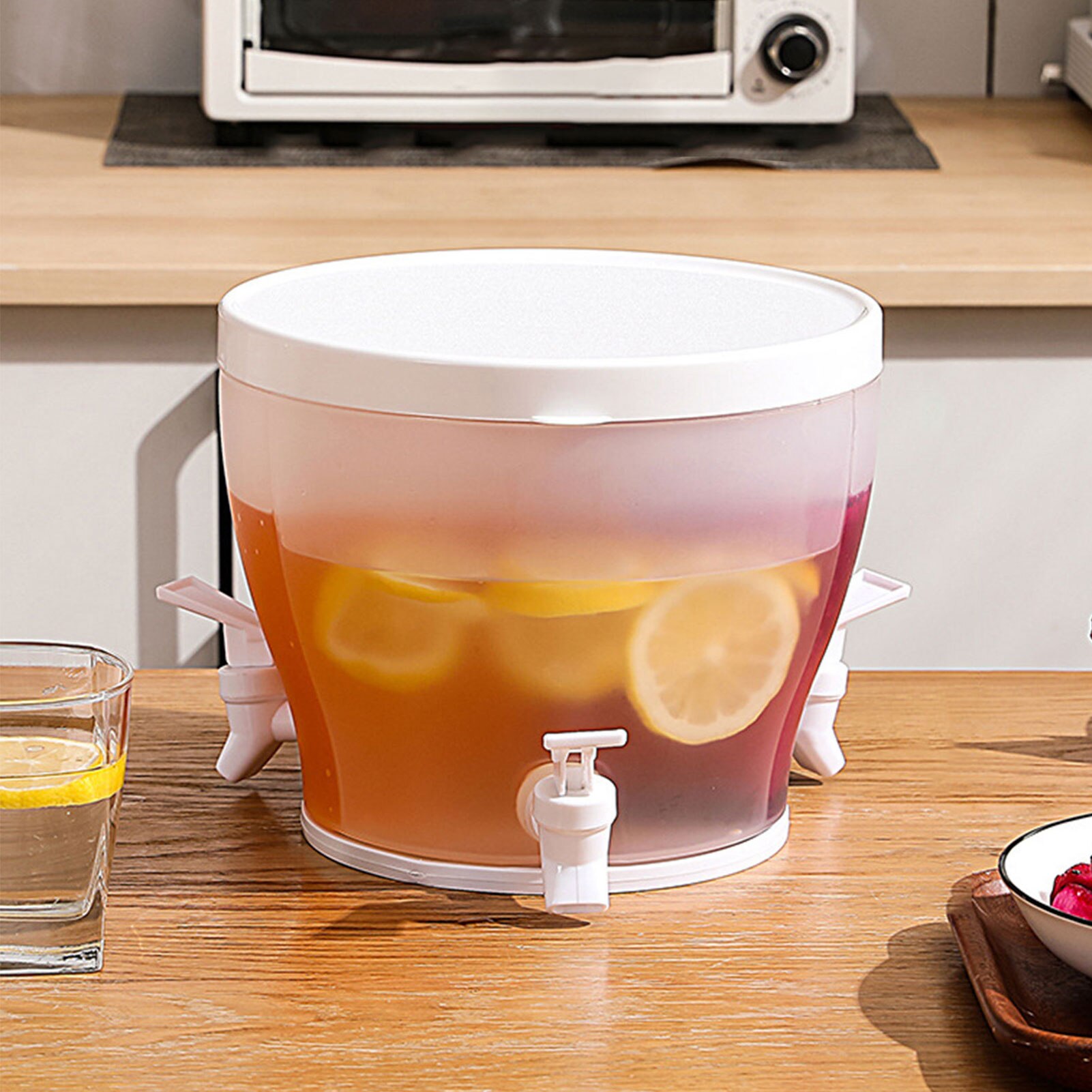 Rotary Three-Grid Cold Kettle With Tap Rotating Drink Dispenser For Fridge Large Capacity Beverage Dispenser With Spigot High