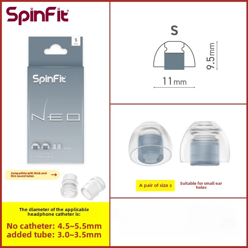 Almohadillas SpinFit NEO para auriculares intrauditivos IEM HIFI con cubierta giratoria de silicona y tapones para los oídos con cancelación de ruido: Nieve