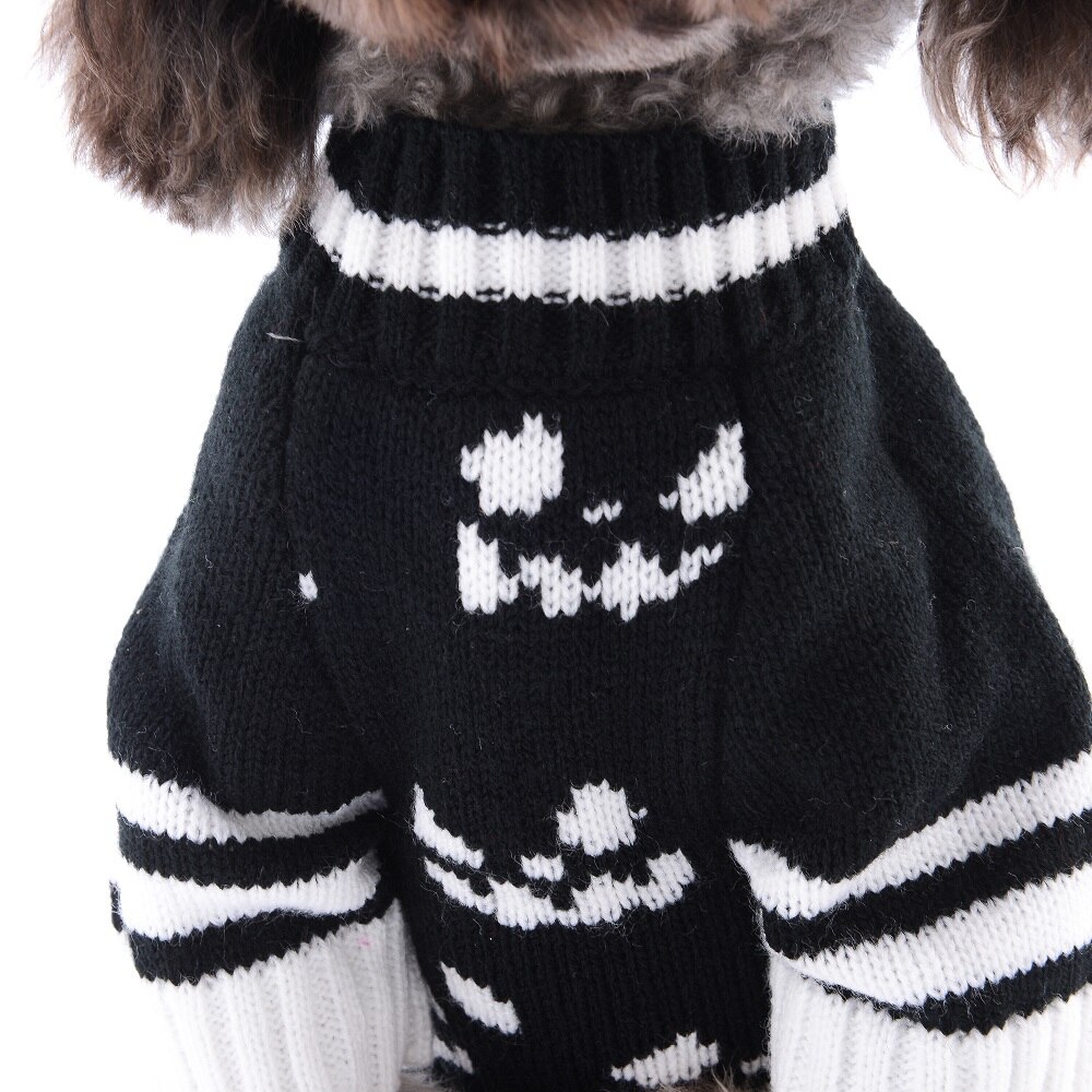 Winter Hond Trui Mode Zwarte Vleermuis Schedel Warme Kleding Voor Kleine Honden Kat Gebreide Pak Chihuahua Franse Bulldog Grappige Outfit