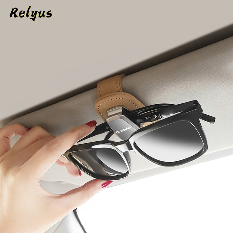 Suede Car Sun Visor Sunglasses Holder Eyeglass Holder Glasses Storage Clip For Skoda Octavia 1 2 3 4 RS A5 A7 Car Accessories
