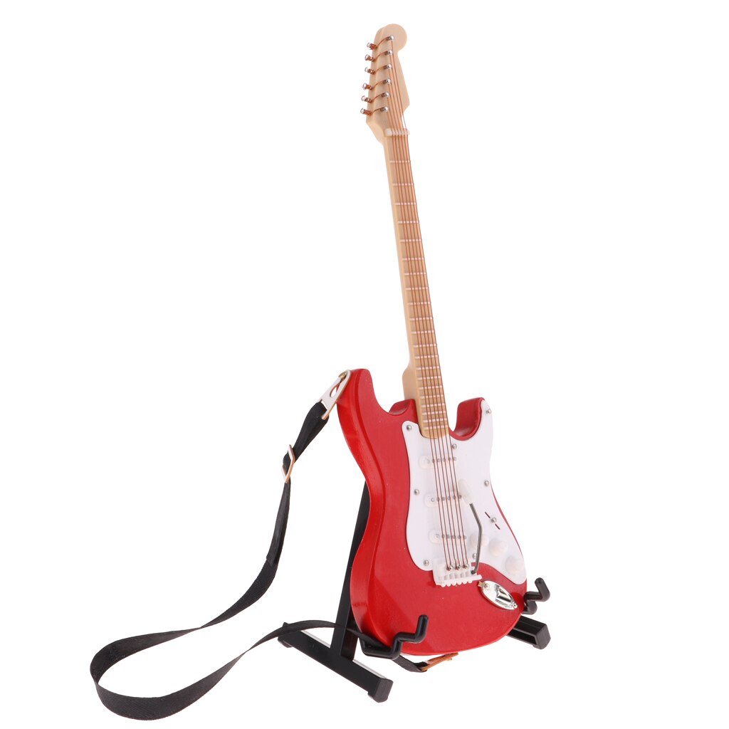 miniatura casa delle bambole Realistico Musicale Della Chitarra di Legno Accessorio Musicale 1:6 Figura Giocattoli #2