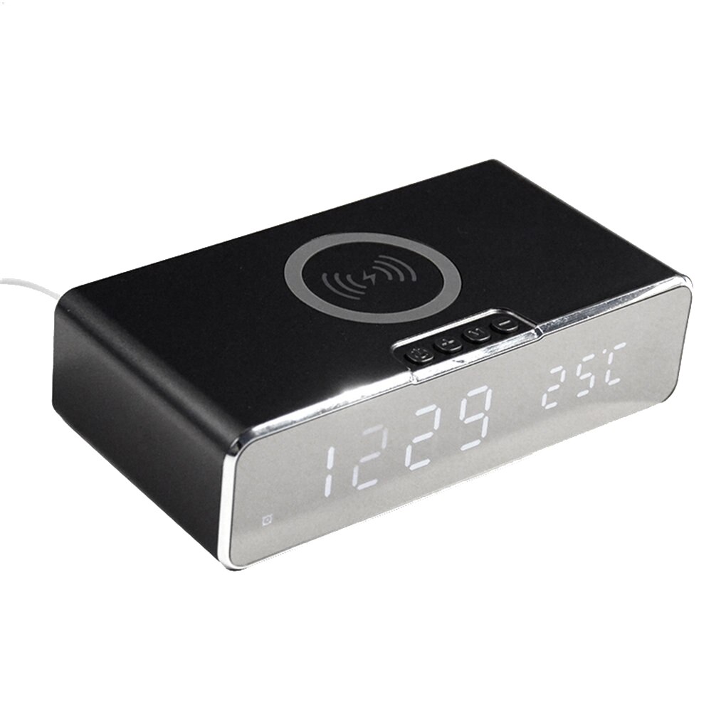LED Alarm Clock Electric Digital Thermometer Display Desktop Digital Clock 3 Levels Dimmable Screen Wireless Phone Charger Data: 01