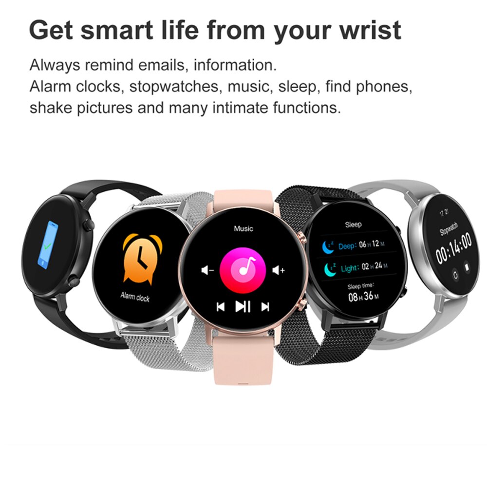 DT96 Smart Horloge Vrouwen Meerdere Schermen Trillingen Aanpassing Hartslag Detectie Muziek Controle Smartwatch Slaap Monitoring