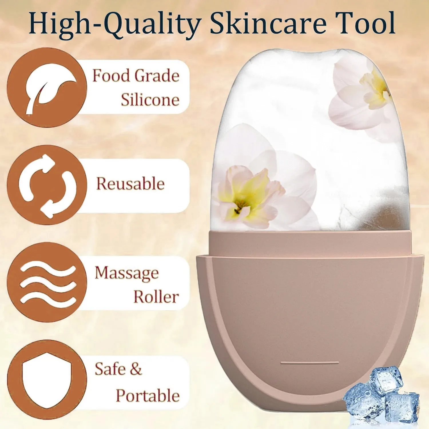 Siliconen Ijsroller Mal Mini Draagbaar Gezichtsreinigingstool Koud Kompres Rustgevende Massage Ijsdoos Duurzaam Huidverzorgingstool