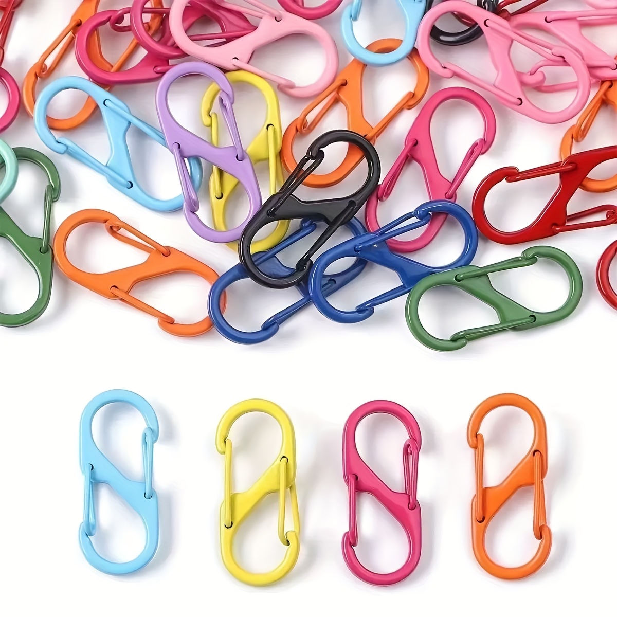 23 stuks mini kleurrijke tassen met dubbele knopen, S-vormige tas-hoedclips, doe-het-zelf sleutelhangeraccessoires met hangende verbindingsringen